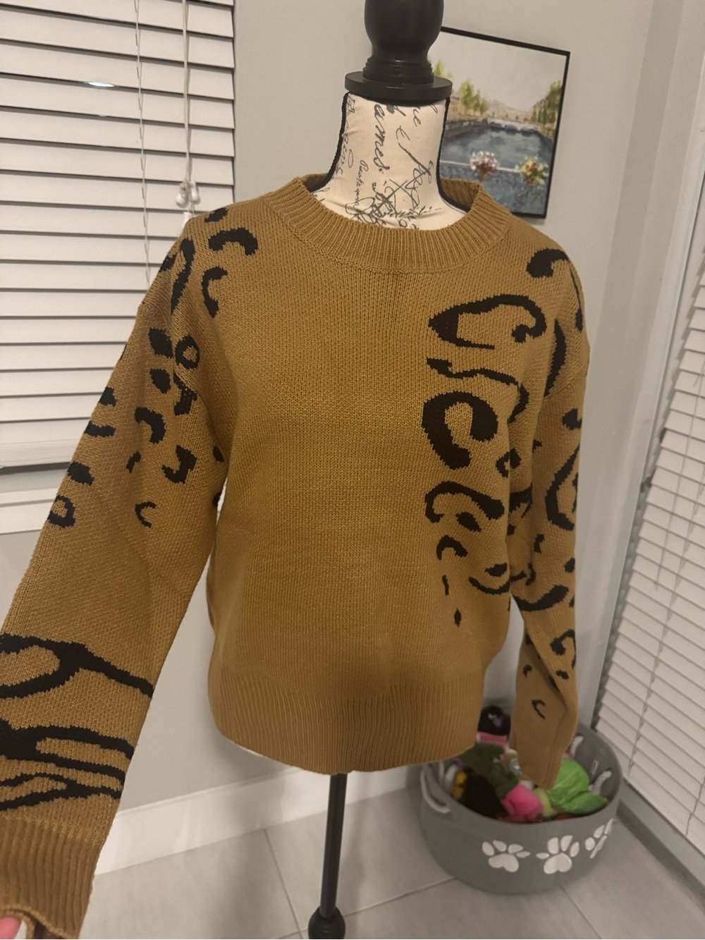 Animal-Print Crewneck Sweater